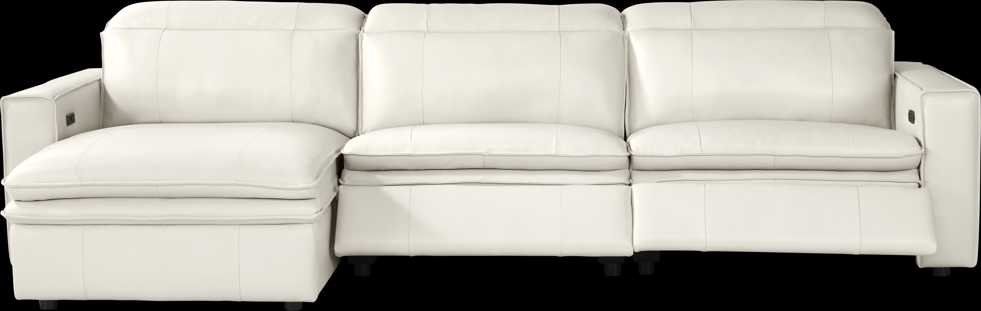 Santorini Ice Leather 3 Pc Dual Power Reclining Sectional - Thumbnail - Image 1