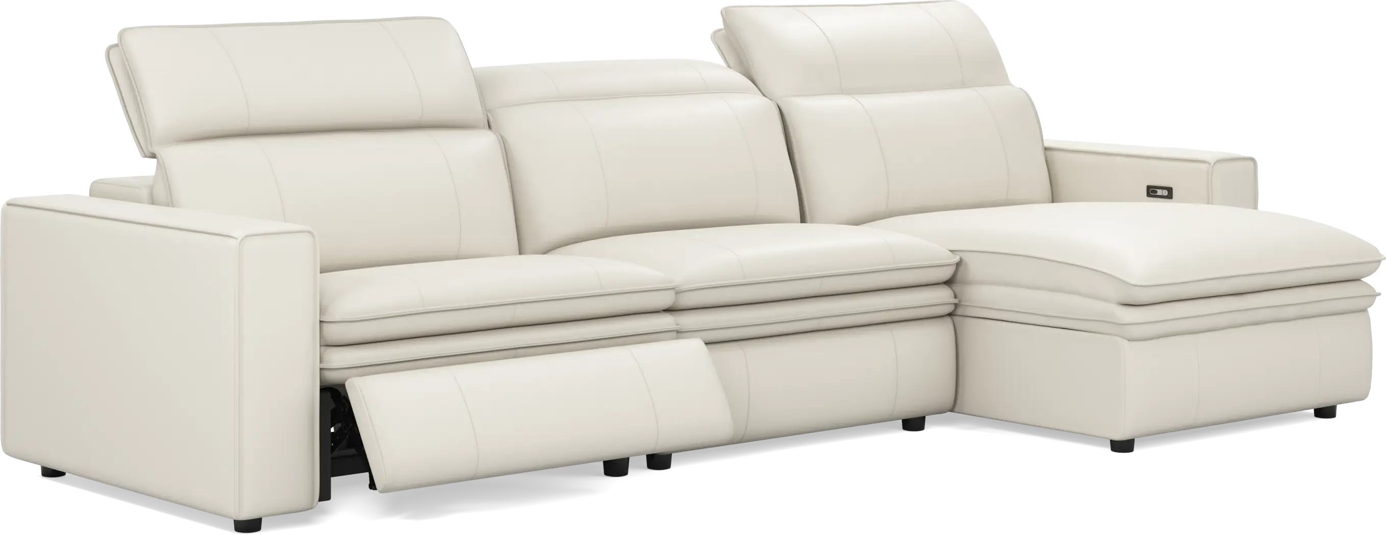 Santorini Ice Leather 3 Pc Dual Power Reclining Sectional - Thumbnail - Image 3