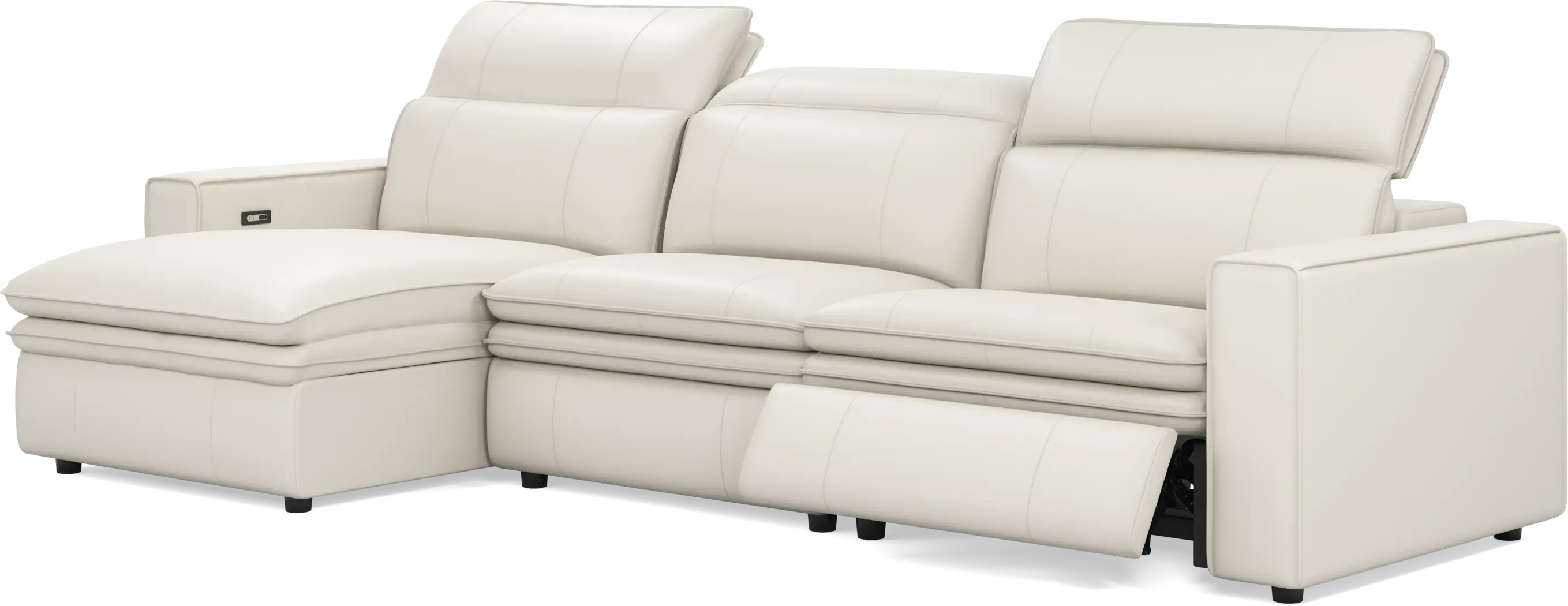 Santorini Ice Leather 3 Pc Dual Power Reclining Sectional - Thumbnail - Image 3