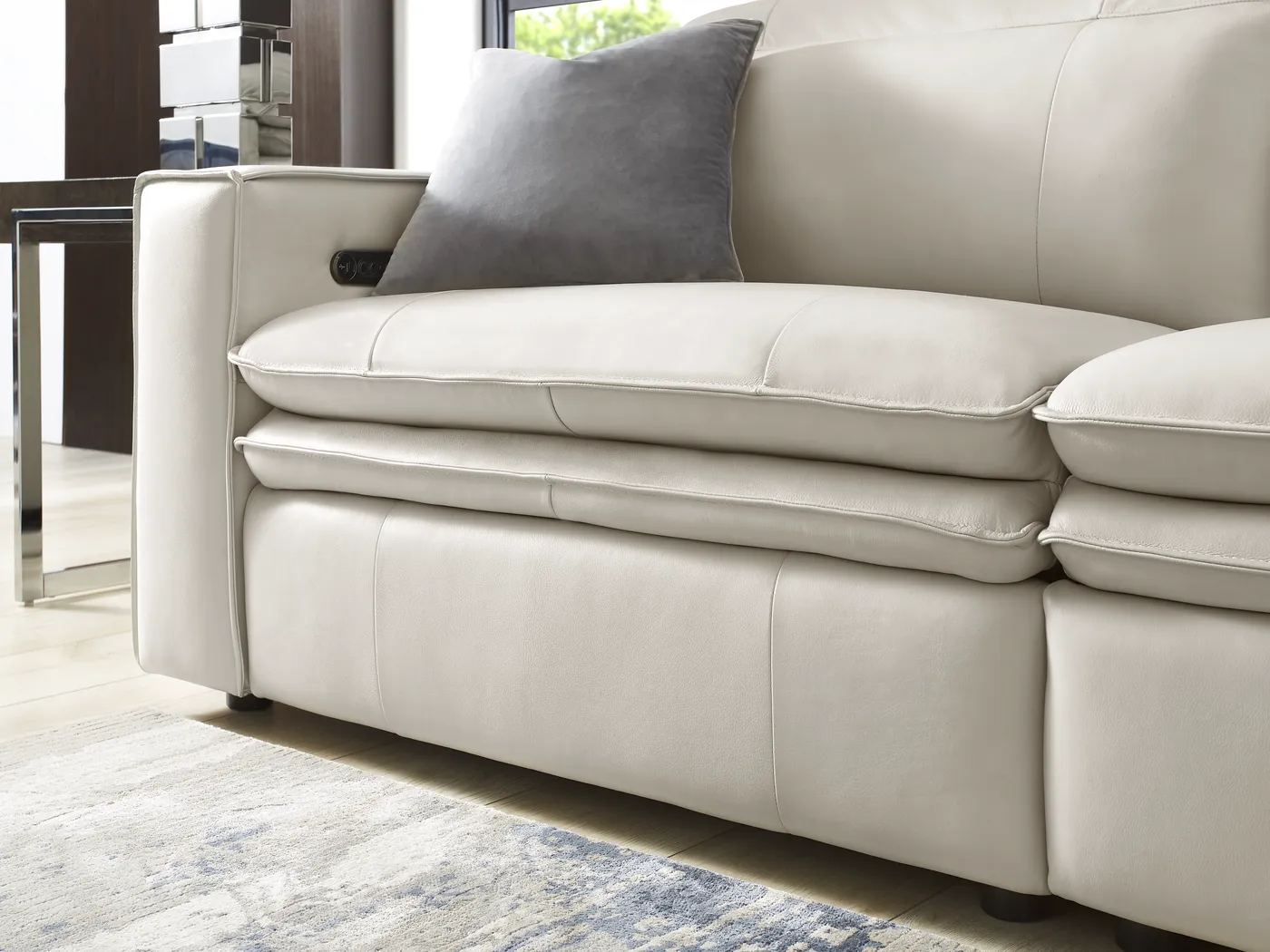 Santorini Ice Leather 5 Pc Dual Power Reclining Sectional - Image 8
