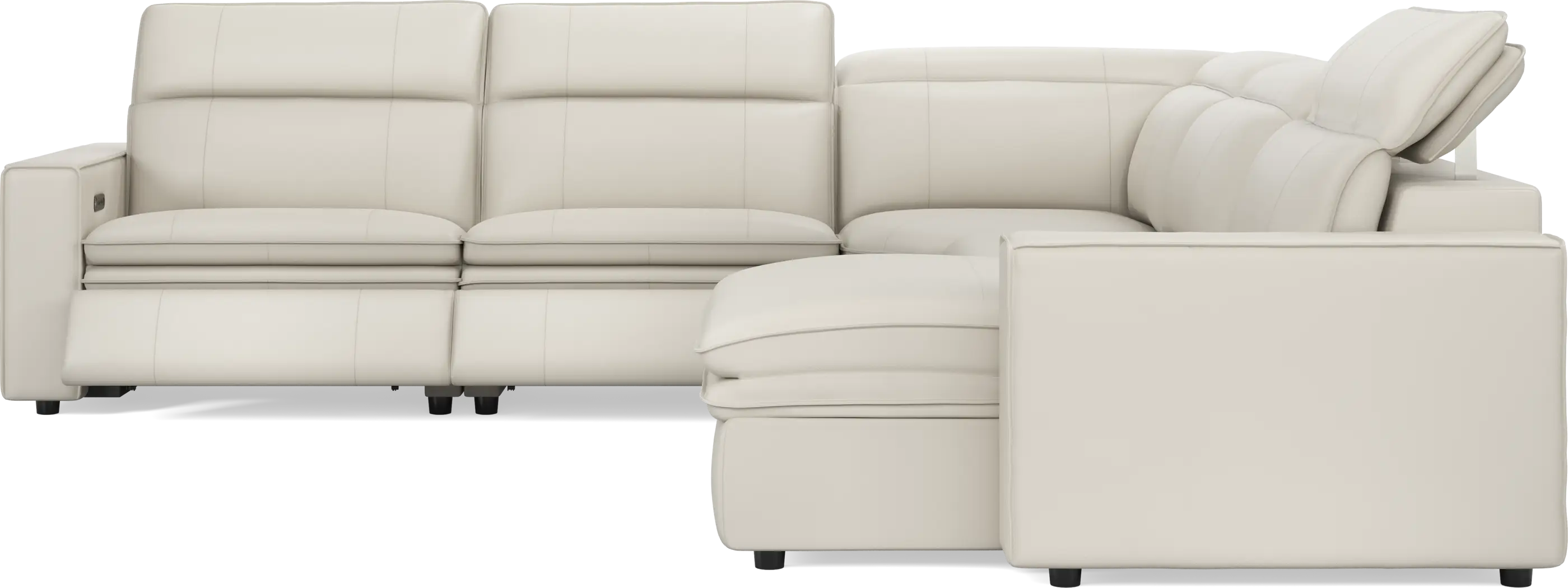 Santorini Ice Leather 5 Pc Dual Power Reclining Sectional - Image 5