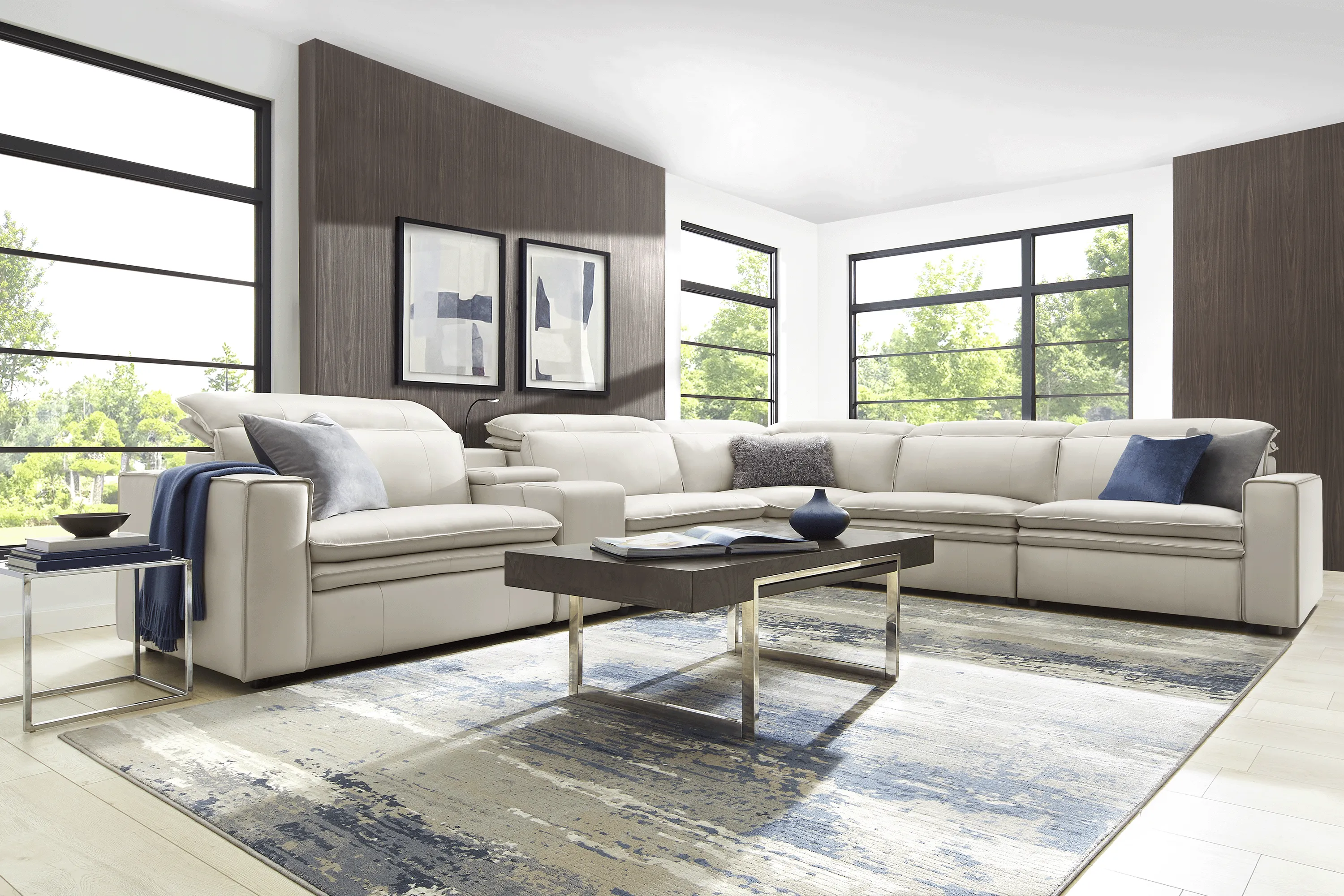Santorini Ice Leather 6 Pc Dual Power Reclining Sectional - Thumbnail - Image 3