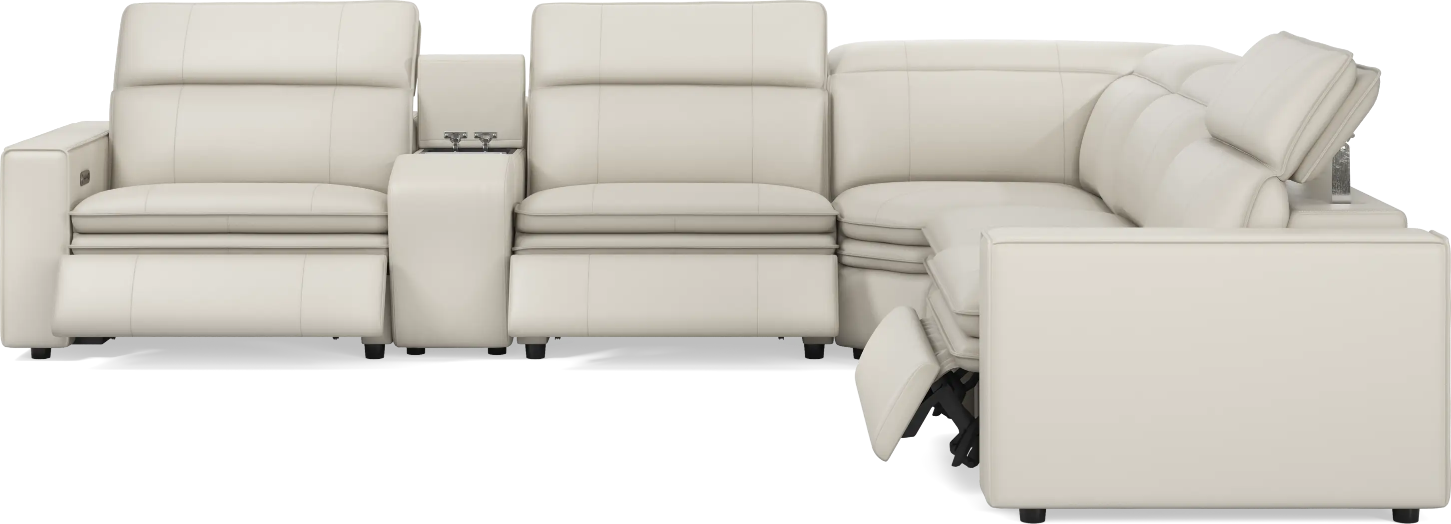 Santorini Ice Leather 6 Pc Dual Power Reclining Sectional - Image 5