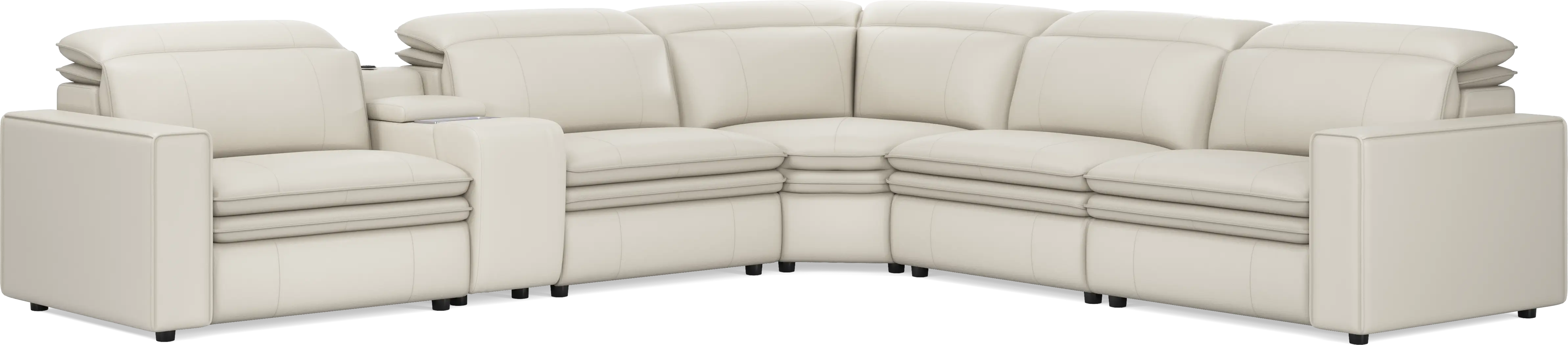 Santorini Ice Leather 6 Pc Dual Power Reclining Sectional - Image 6