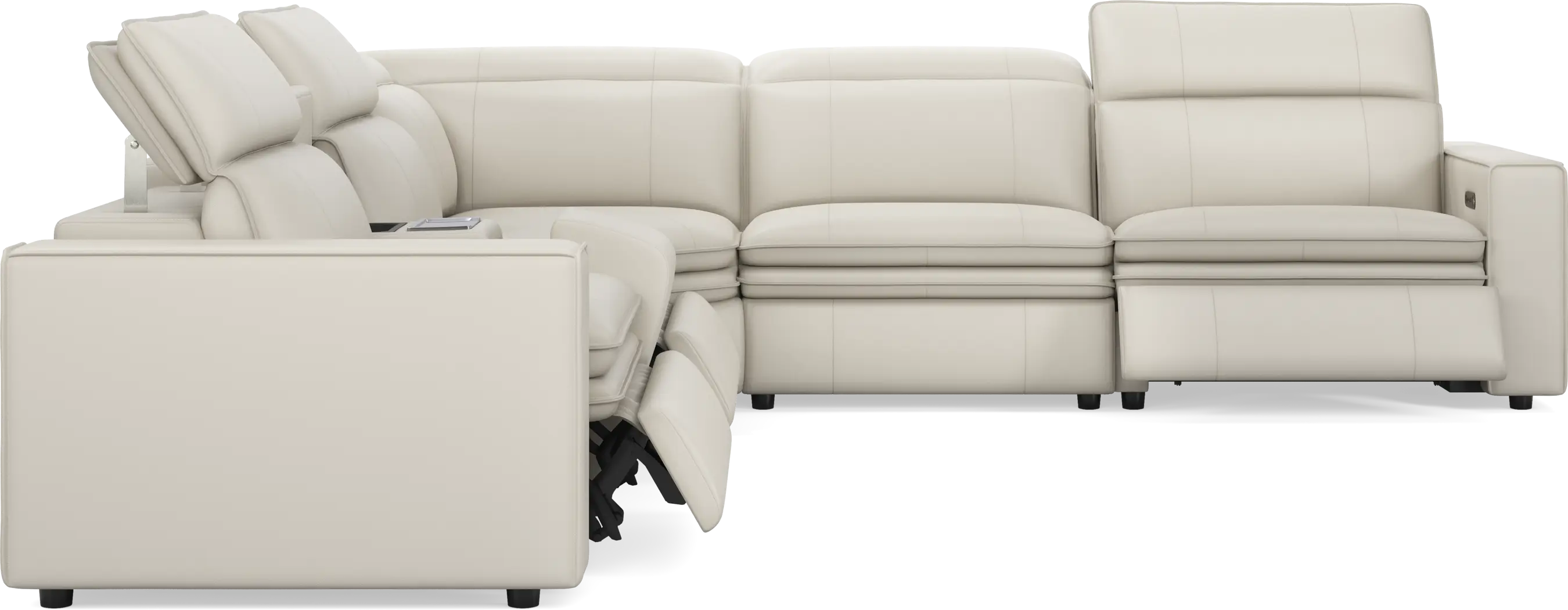 Santorini Ice Leather 6 Pc Dual Power Reclining Sectional - Image 7