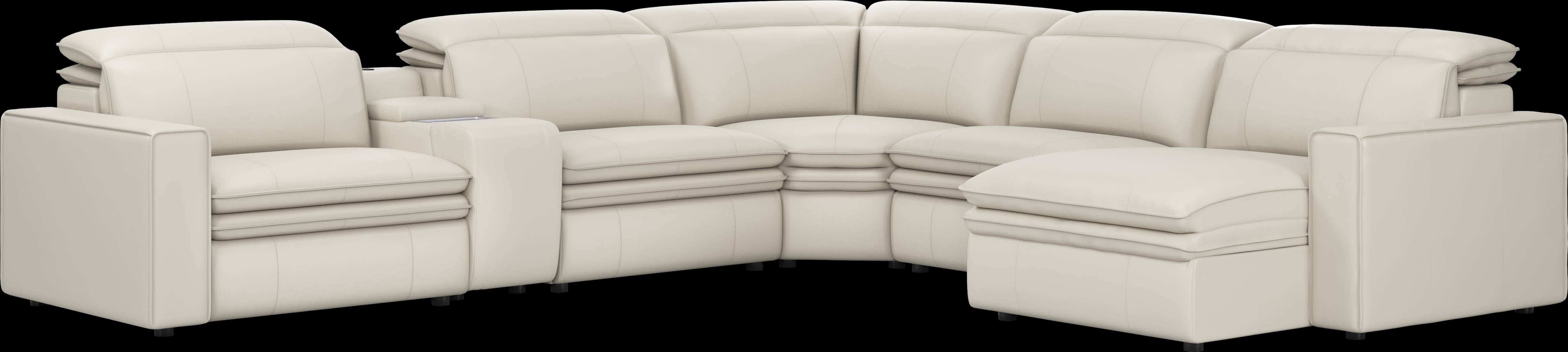 Santorini Ice Leather 6 Pc Dual Power Reclining Sectional - Thumbnail - Image 1
