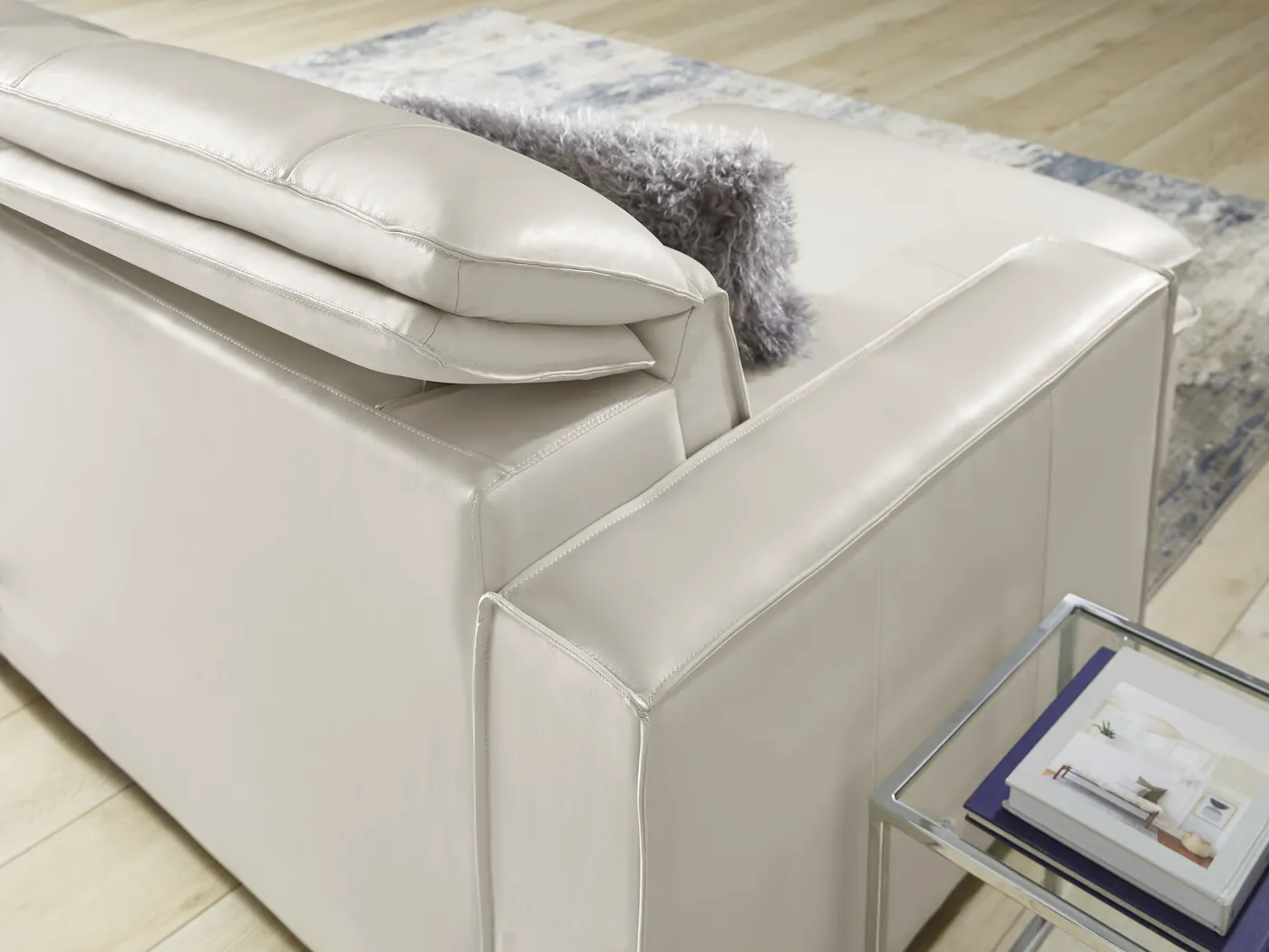 Santorini White Leather 9 Pc Dual Power Reclining Sectional Living Room - Thumbnail - Image 9