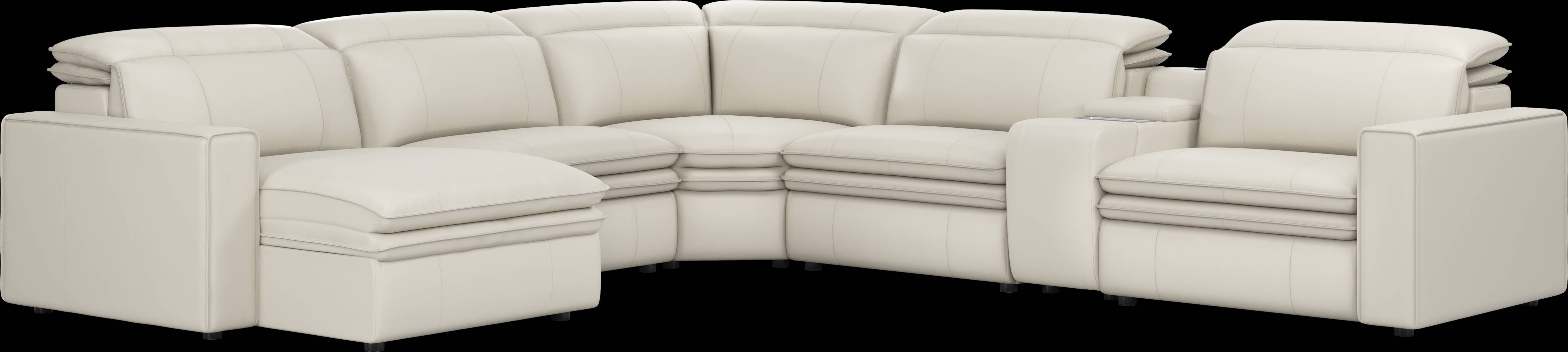 Santorini Ice Leather 6 Pc Dual Power Reclining Sectional - Thumbnail - Image 1
