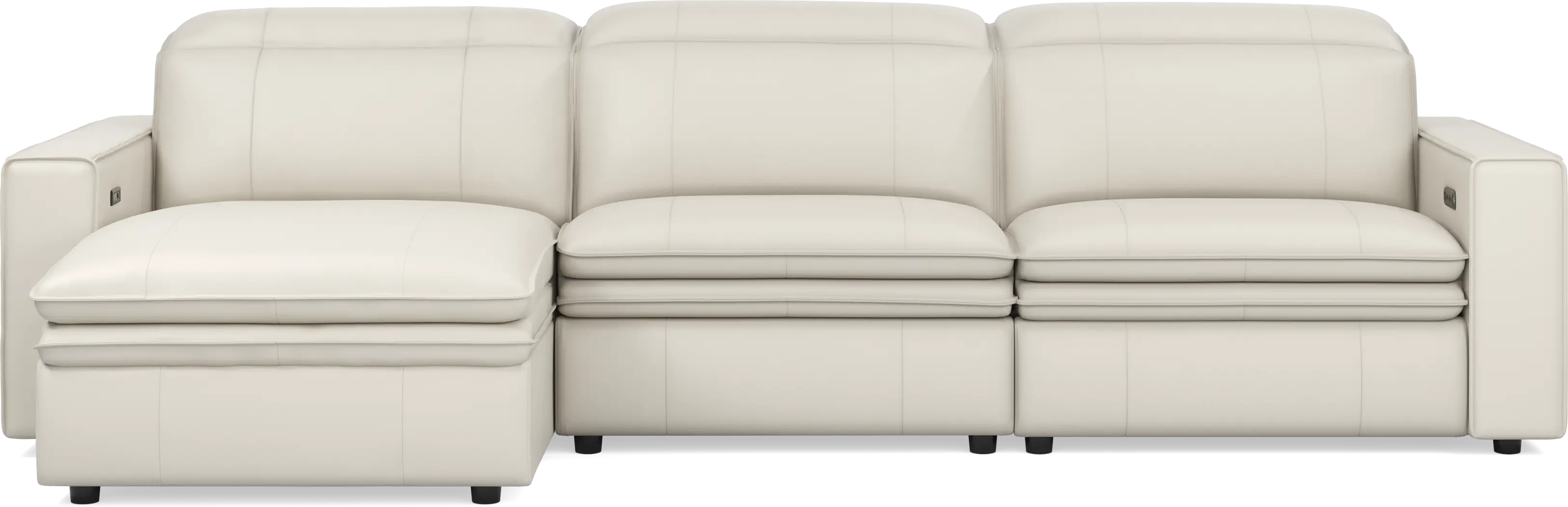 Santorini Ice Leather 3 Pc Dual Power Reclining Sectional - Thumbnail - Image 1