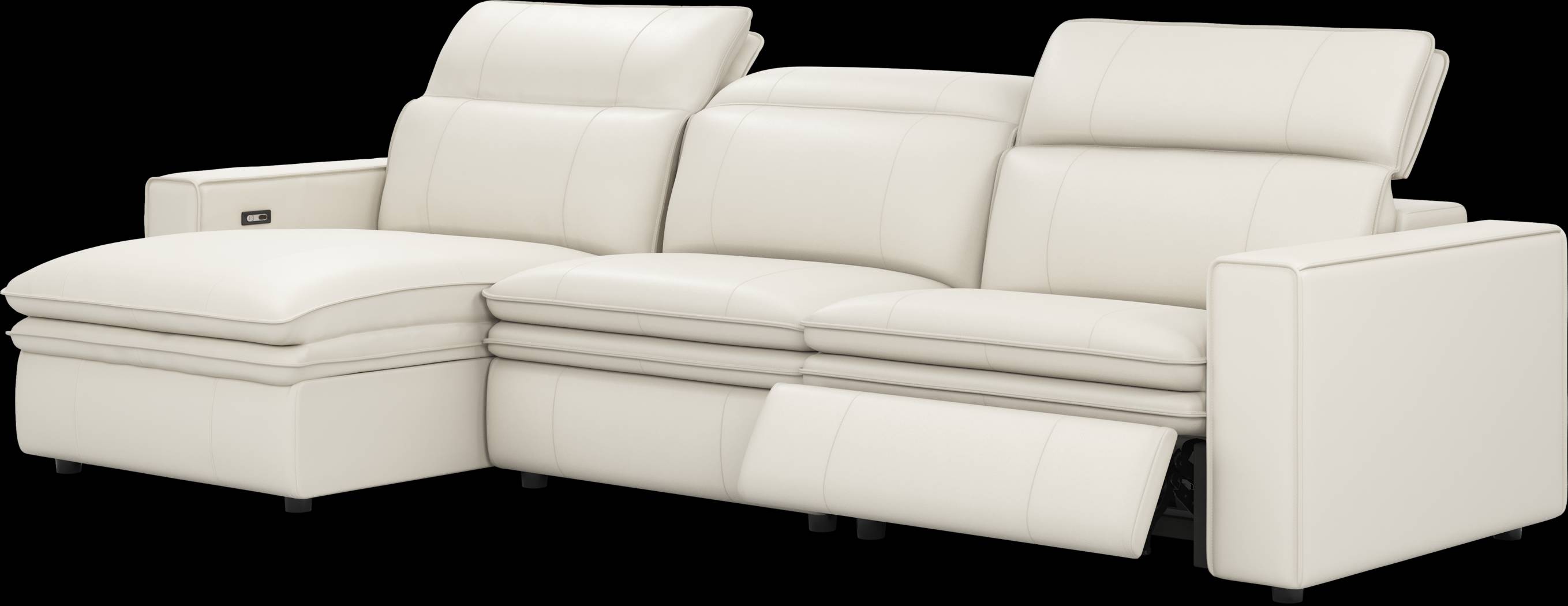 Santorini Ice Leather 3 Pc Dual Power Reclining Sectional - Thumbnail - Image 3