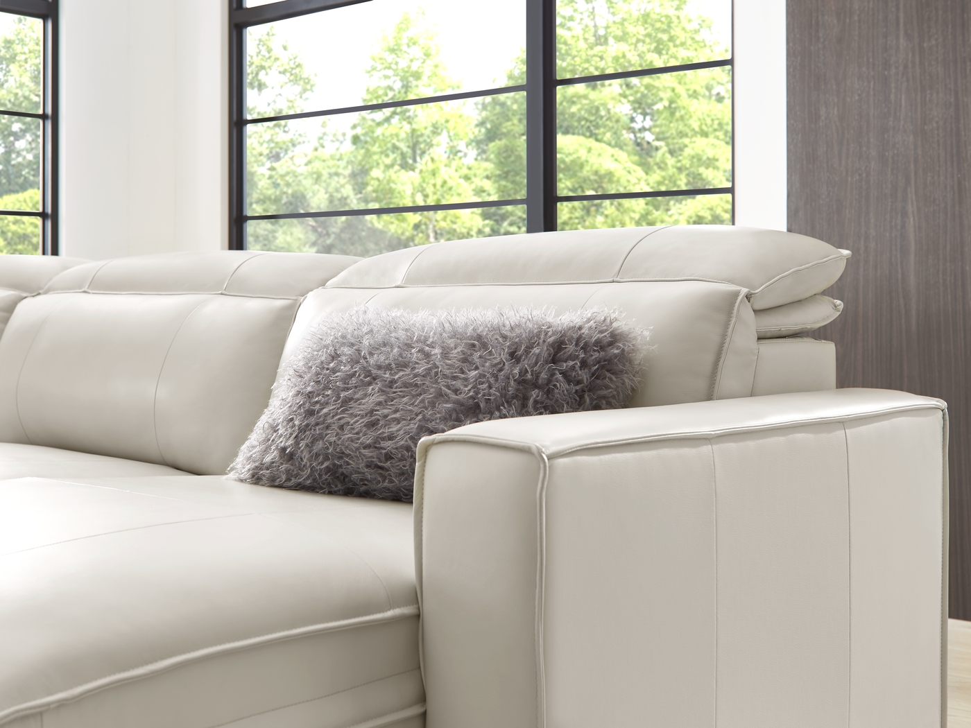 Santorini White Leather 9 Pc Dual Power Reclining Sectional Living Room - Thumbnail - Image 5