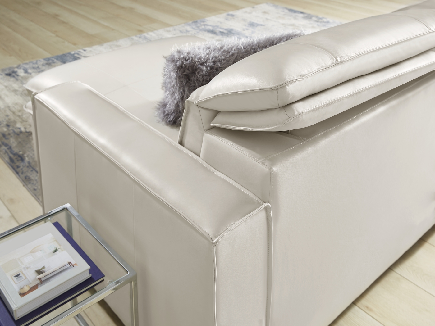 Santorini White Leather 9 Pc Dual Power Reclining Sectional Living Room - Thumbnail - Image 9