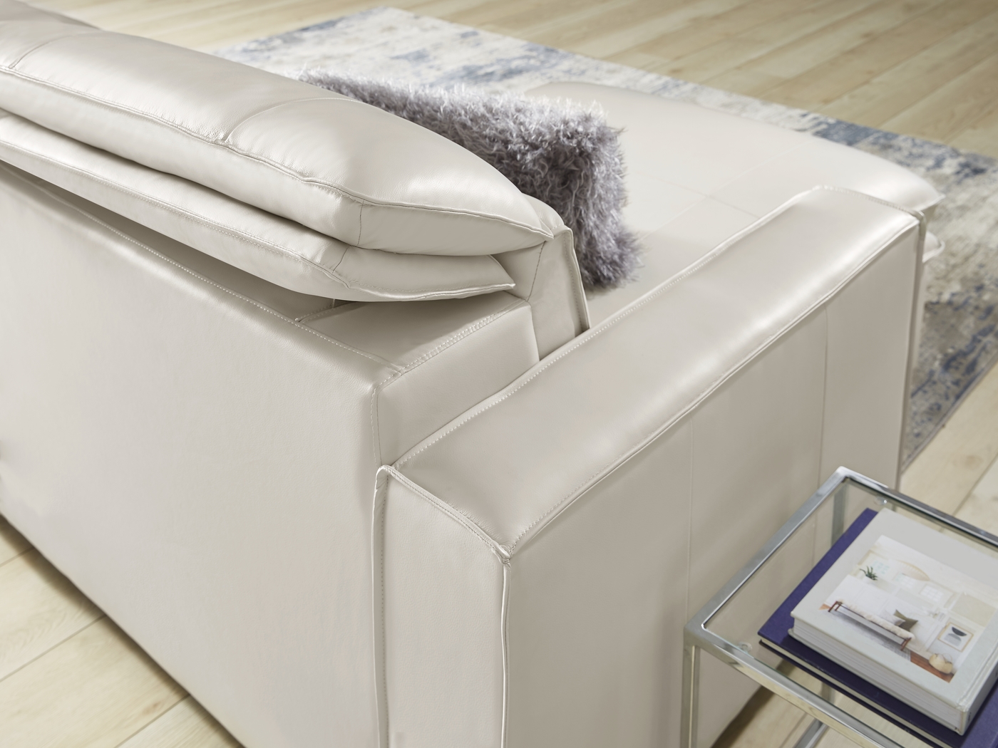 Santorini White Leather 9 Pc Dual Power Reclining Sectional Living Room - Thumbnail - Image 9