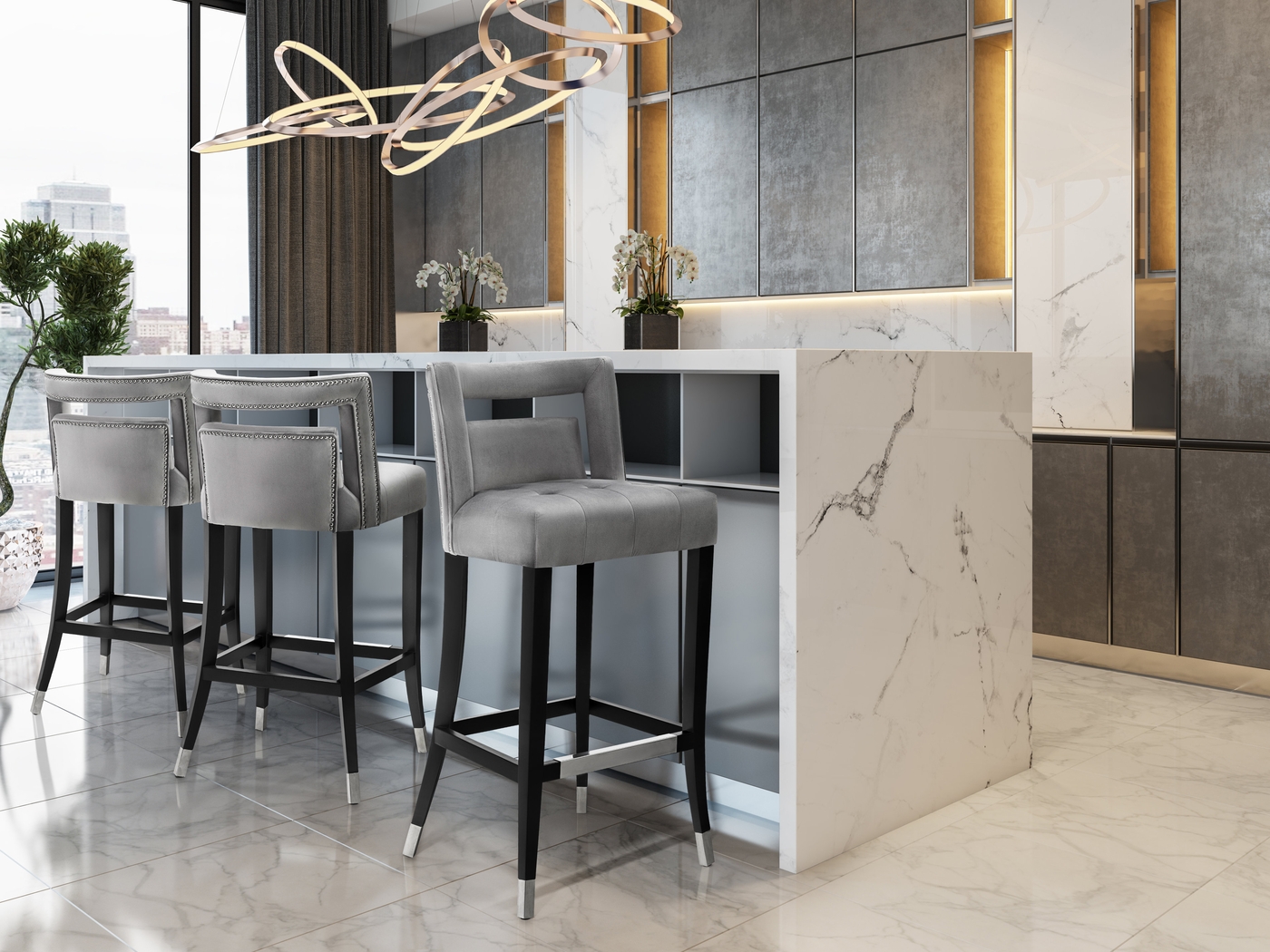 Saraelle Gray Barstool - Thumbnail - Image 5