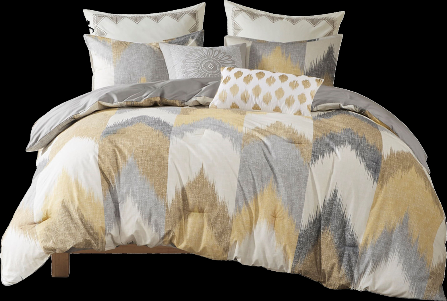 Saraia Yellow 3 pc Full/ Queen Comforter Set - Thumbnail - Image 1