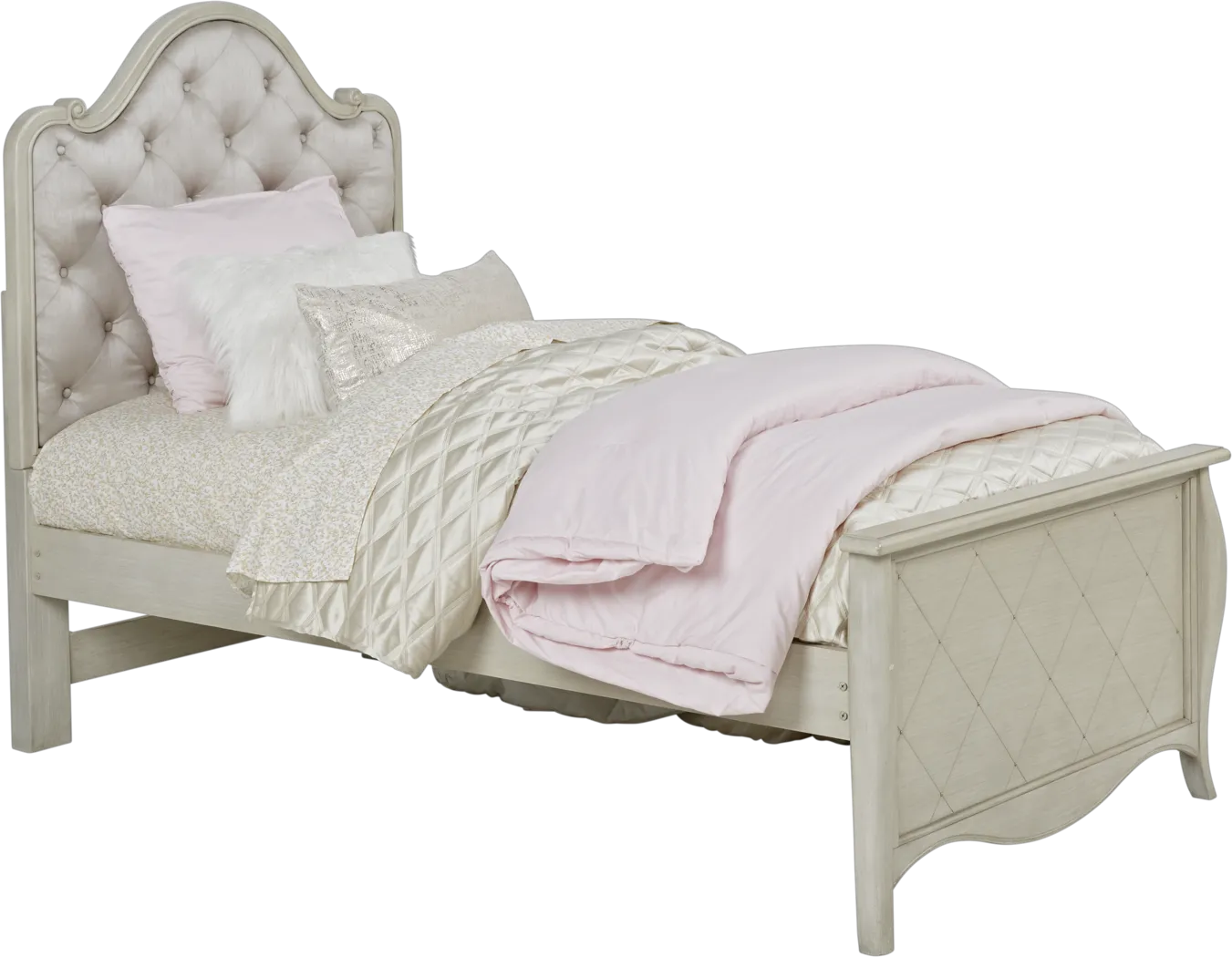 Saraphina Gray 2 Pc Twin Panel Bed with Upholstered Inset - Thumbnail - Image 1