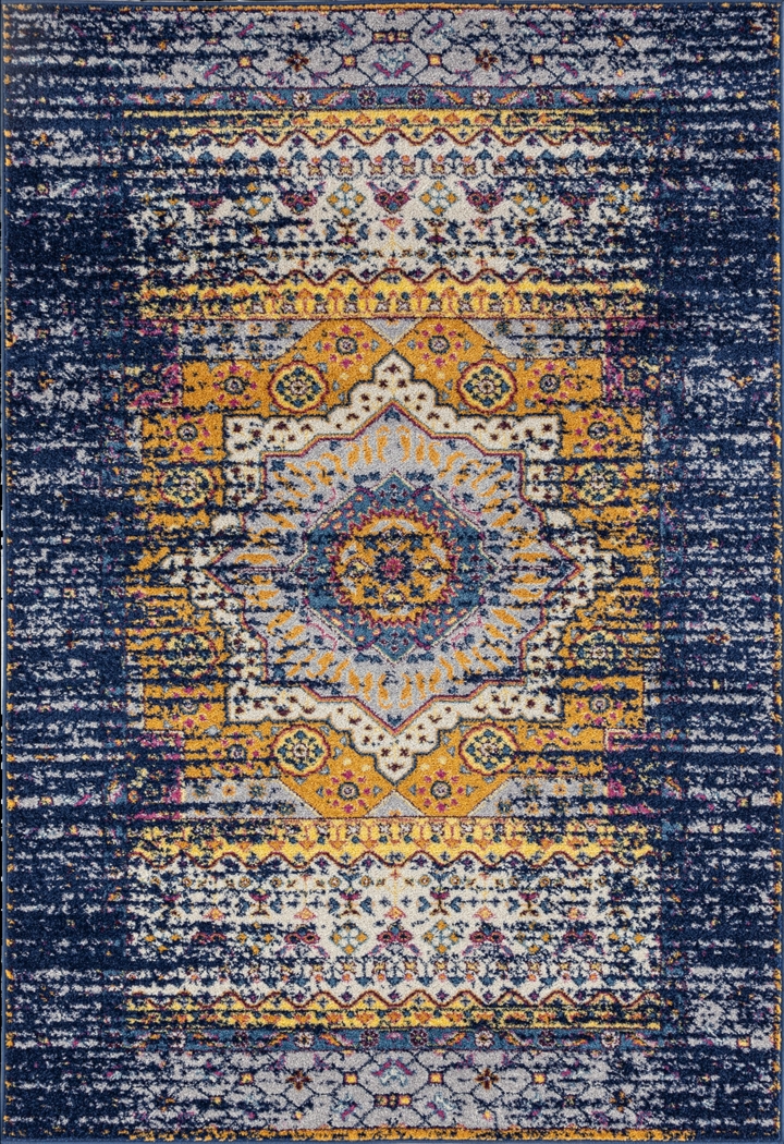 Sarcel Navy/Orange 5'3 x 7'6 Rug - Thumbnail - Image 1