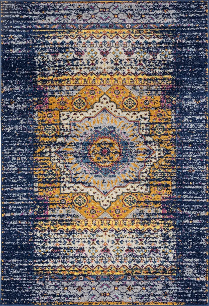 Sarcel Navy/Orange 7'6 x 9'6 Rug - Thumbnail - Image 1