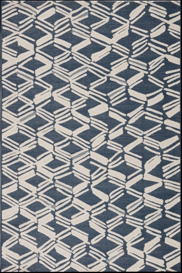 Sarito Dark Blue 7'10 x 10'10 Indoor/Outdoor Rug - Thumbnail - Image 1