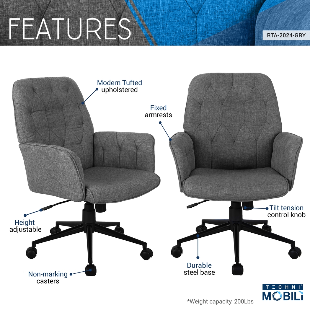 Sarosa Gray Office Chair - Thumbnail - Image 4
