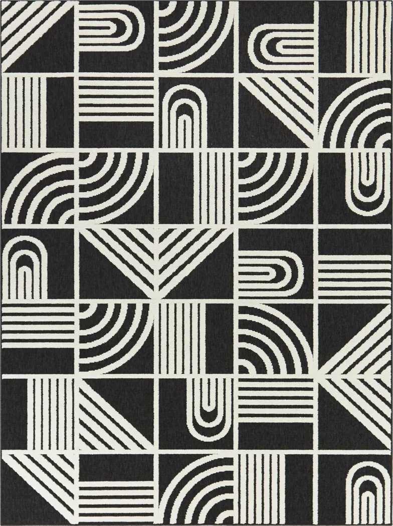 Sassuolo Black 5'3 x 7' Indoor/Outdoor Rug - Thumbnail - Image 1