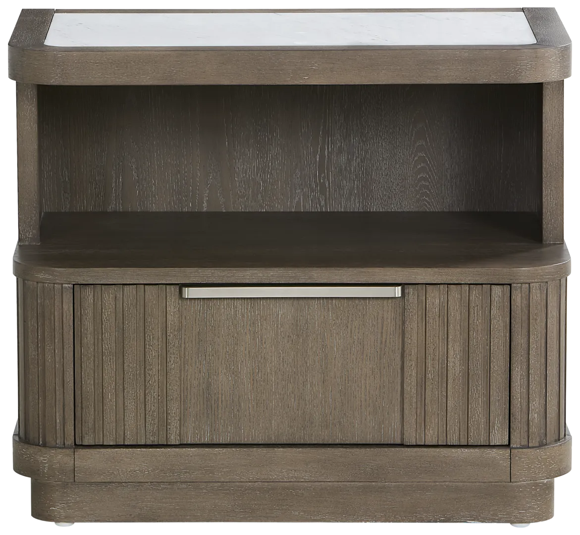 brown open nightstand