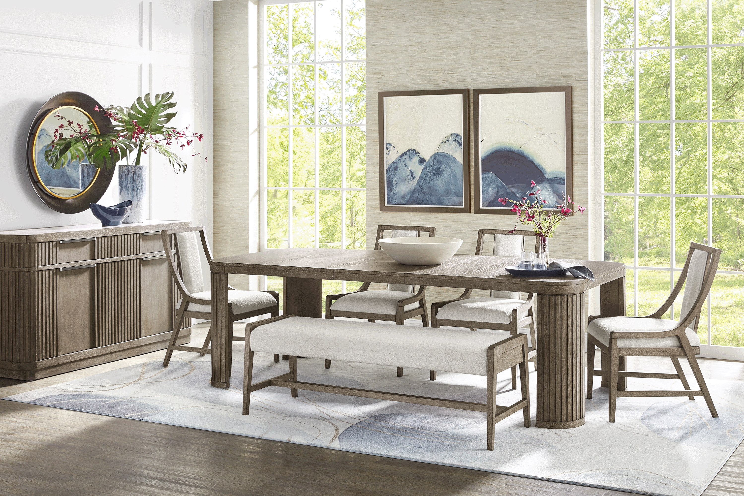 Sausalito Brown 6 Pc Dining Room with Bench - Thumbnail - Image 1