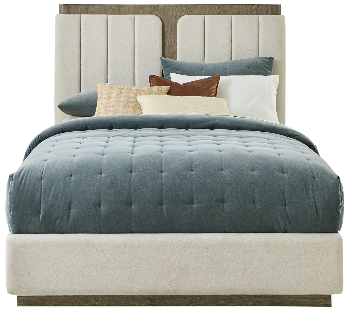 cream 3 pc king upholstered bed