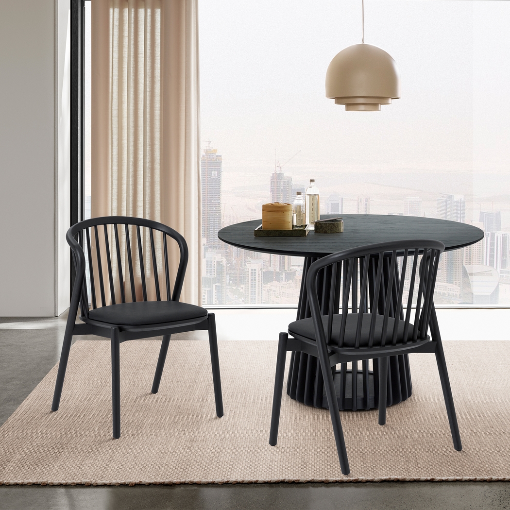 Savafait Black Side Chair, Set of 2 - Thumbnail - Image 2