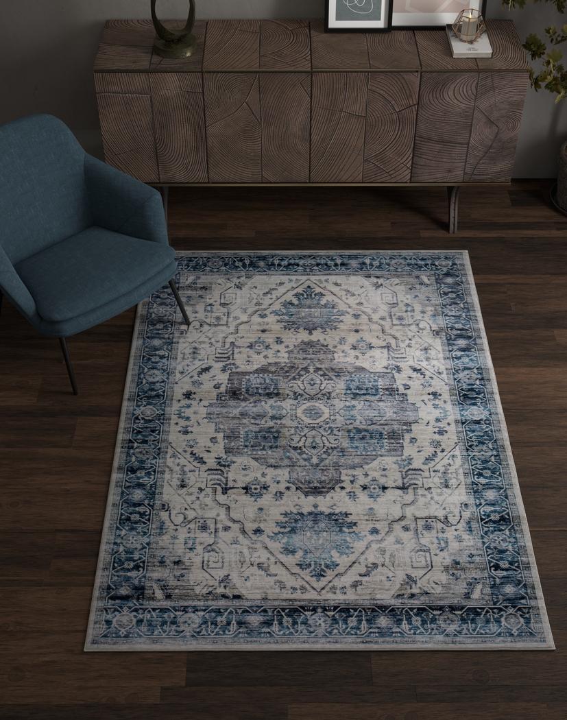 Savanora Ivory/Blue 6' x 9' Rug - Thumbnail - Image 2