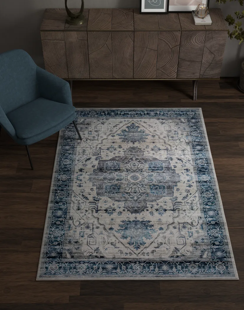 Savanora Ivory/Blue 7'6 x 10' Rug - Thumbnail - Image 2