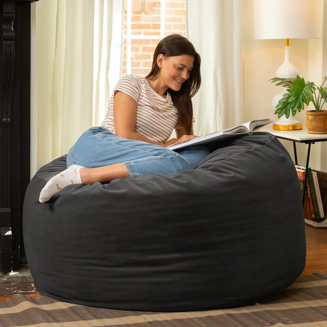 Savenu I Black Large Bean Bag Chair - Thumbnail - Image 3