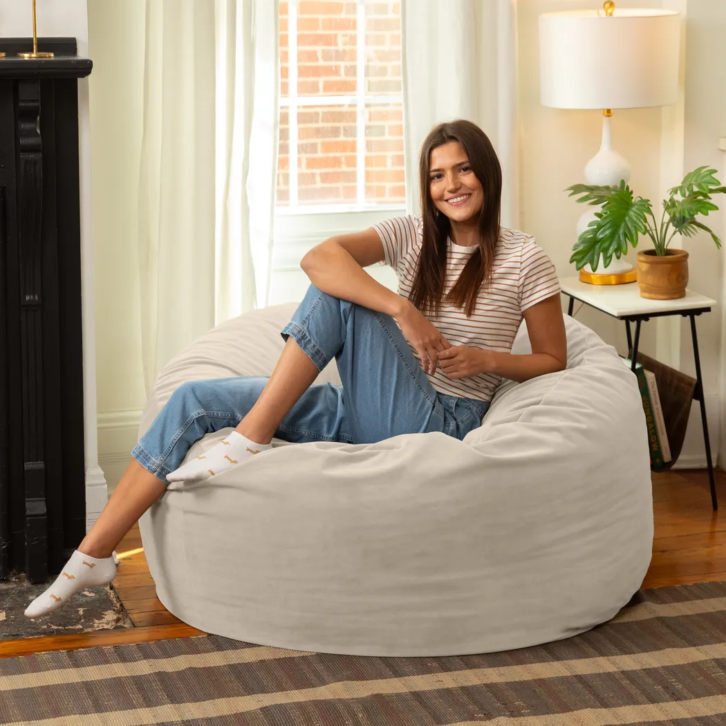 Savenu I Ivory Large Bean Bag Chair - Thumbnail - Image 5