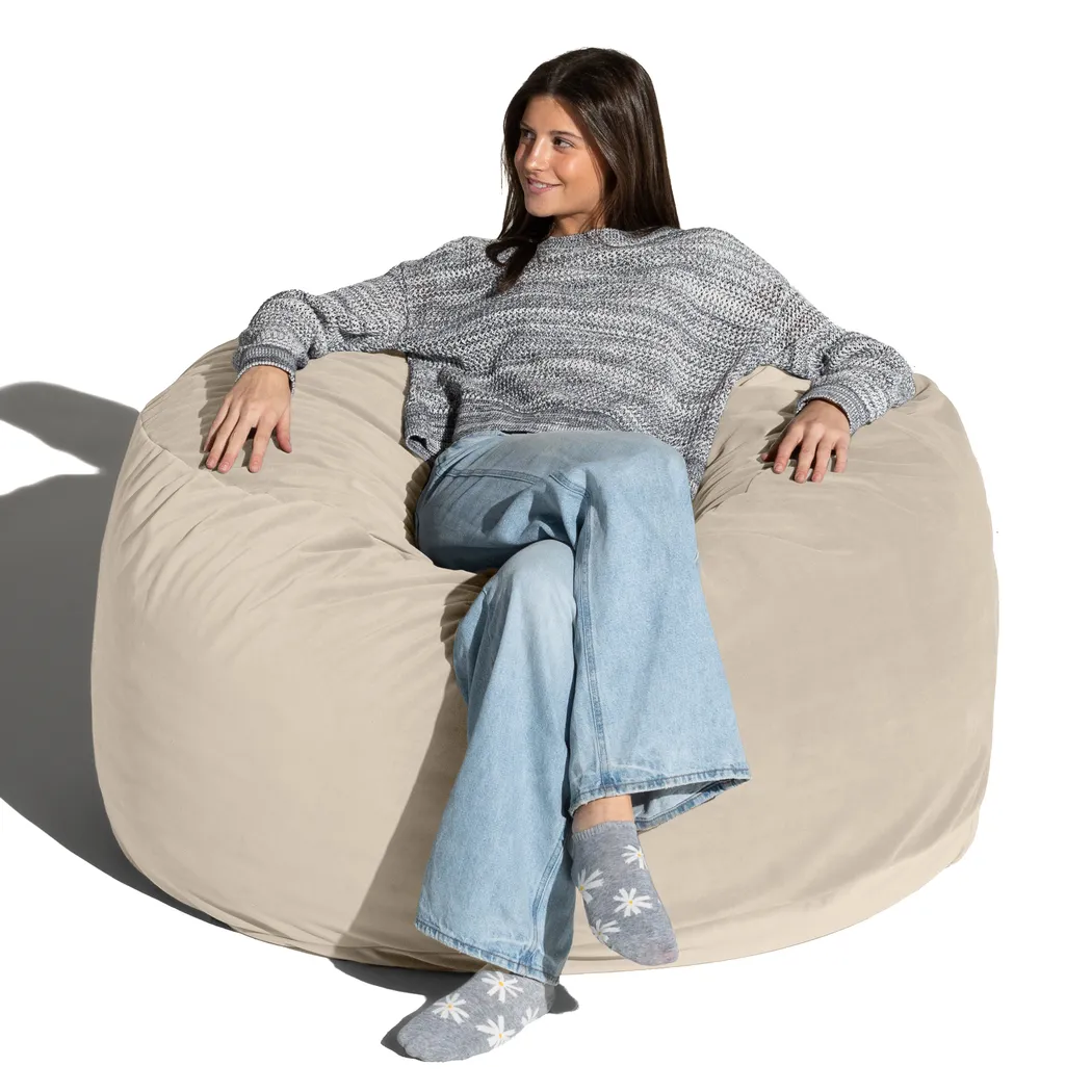 Savenu I Ivory Large Bean Bag Chair - Thumbnail - Image 7