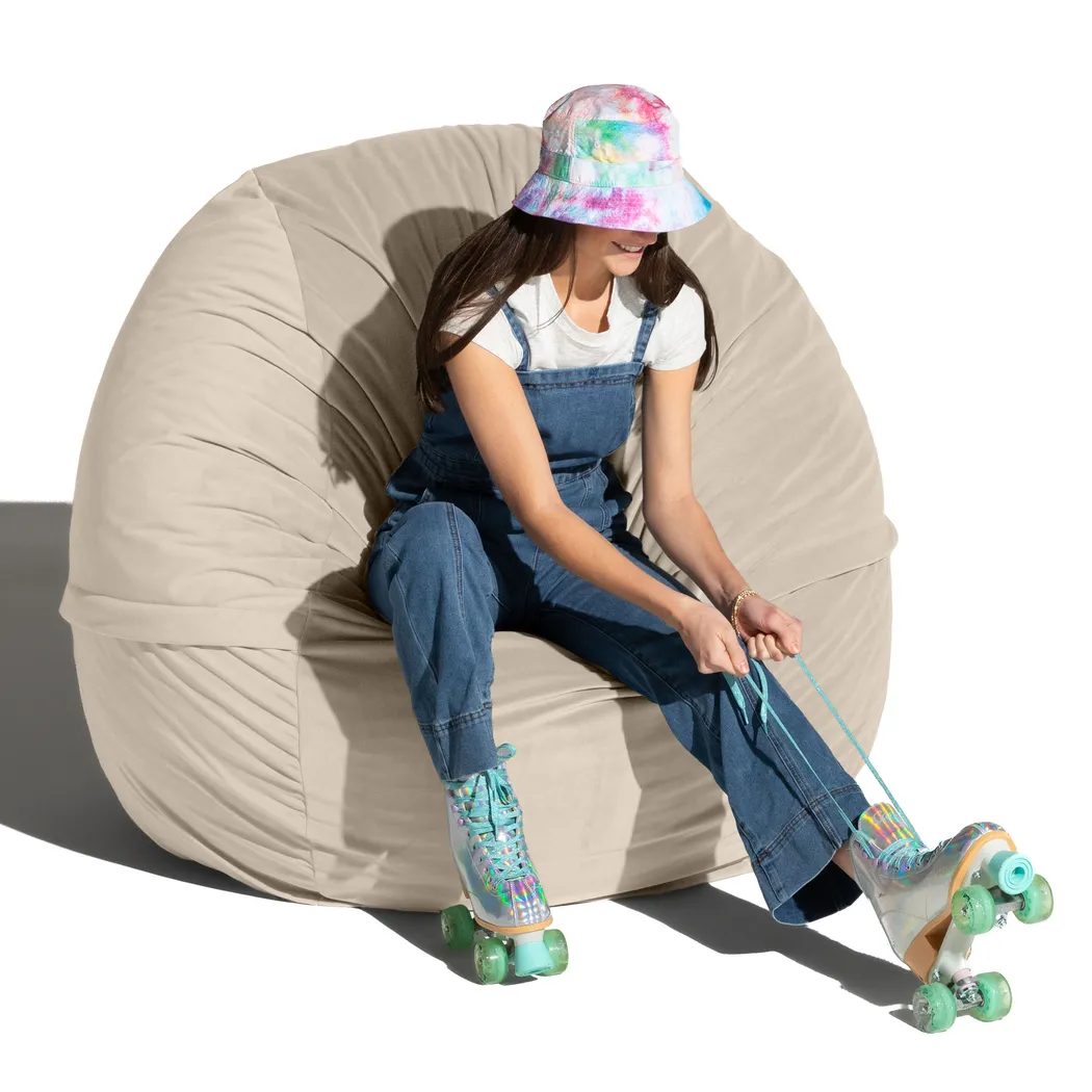 Savenu II Ivory Large Bean Bag Chair - Thumbnail - Image 5