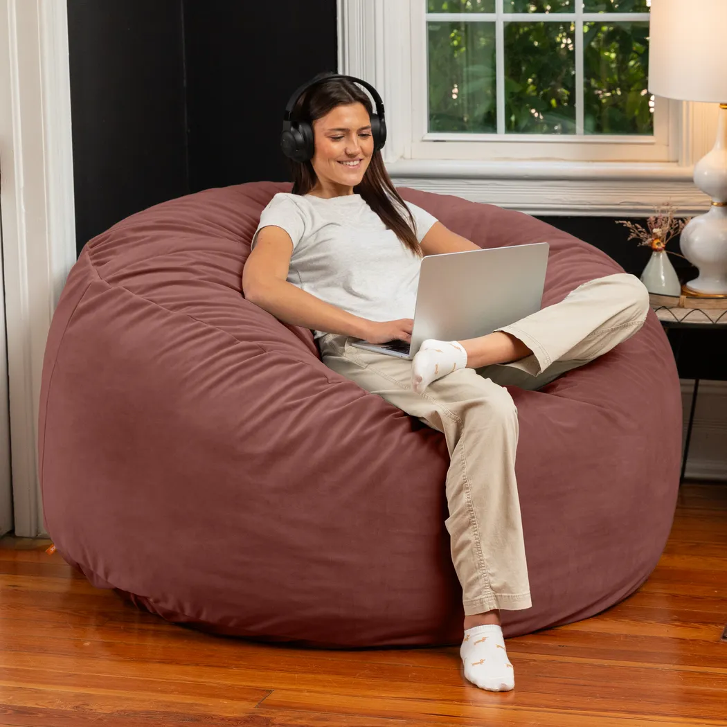 Savenu II Mauve Large Bean Bag Chair - Thumbnail - Image 2