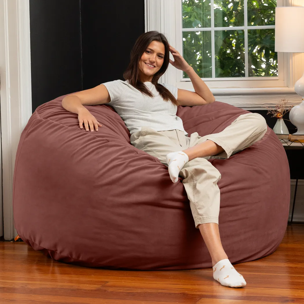 Savenu II Mauve Large Bean Bag Chair - Thumbnail - Image 3