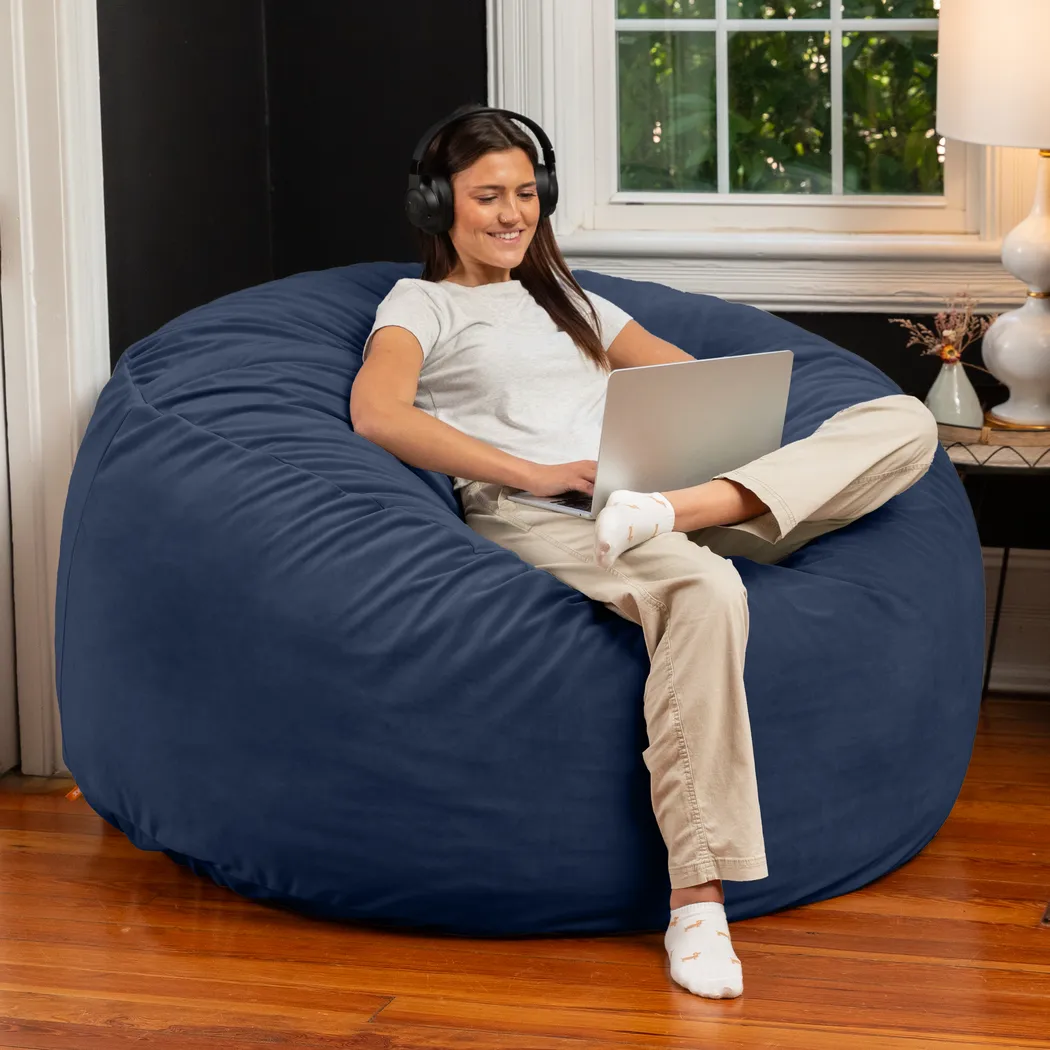 Savenu II Navy Large Bean Bag Chair - Thumbnail - Image 2