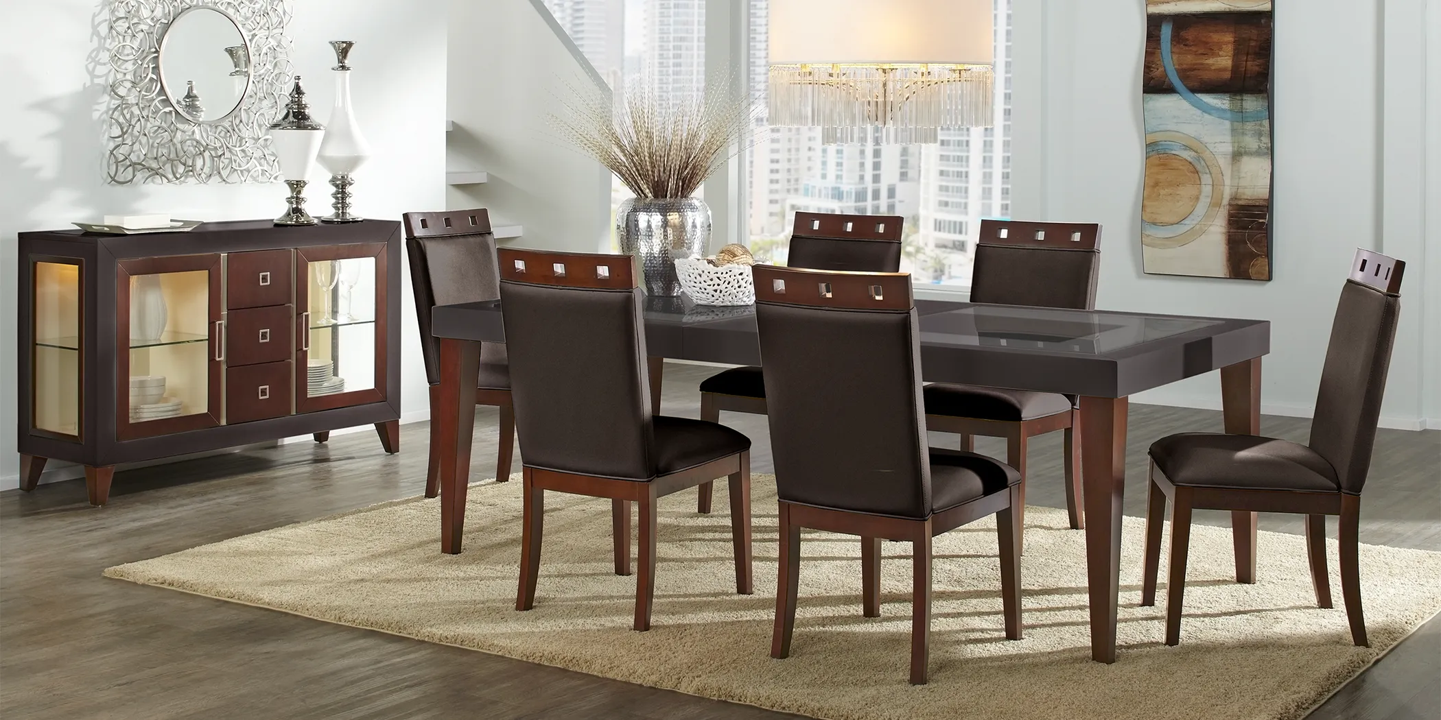 Savona Chocolate 5 Pc Rectangle Dining Room with Wood Top Chairs - Thumbnail - Image 1