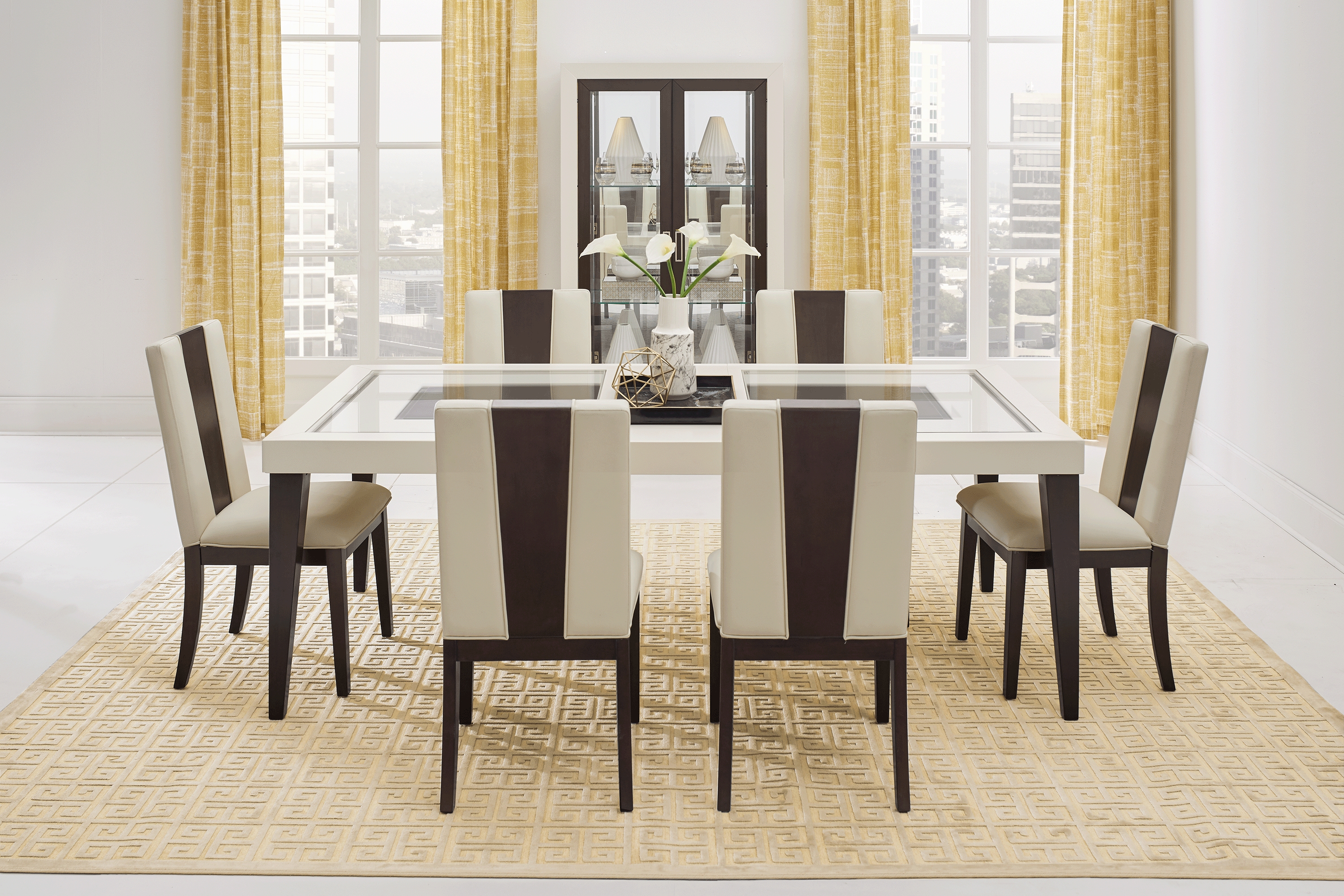 Savona Ivory 5 Pc Rectangle Dining Room with Wood Back Chairs - Thumbnail - Image 1