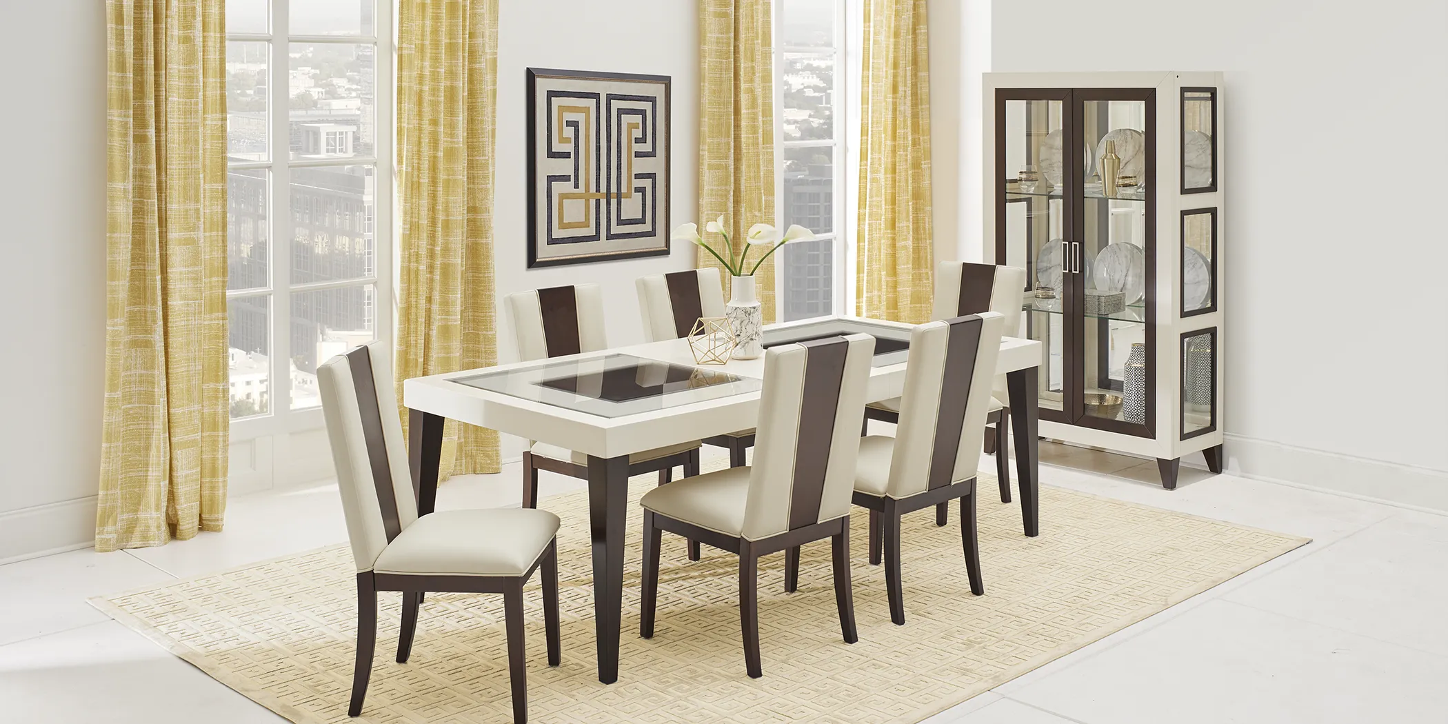 Savona Ivory 8 Pc Rectangle Dining Room with Wood Back Chairs - Thumbnail - Image 2