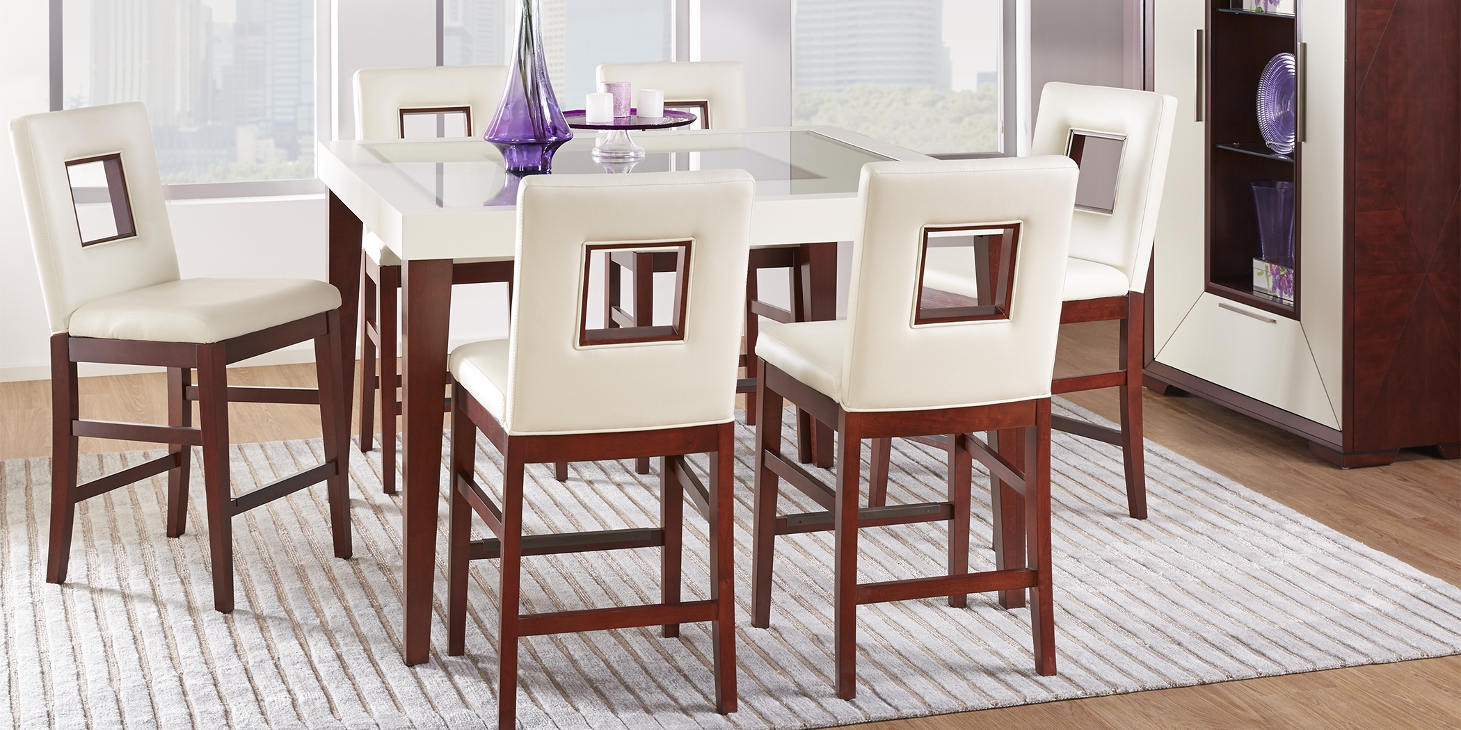 Savona White Upholstered Counter Height Stool - Thumbnail - Image 2