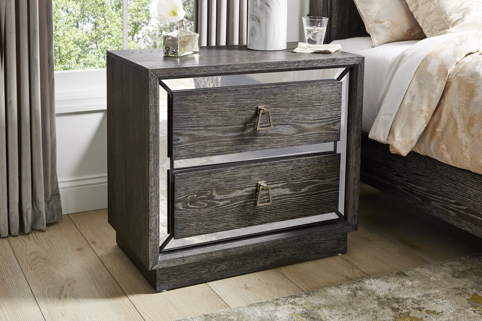 Savoy Creek Ash Gray 7 Pc Queen Panel Bedroom - Thumbnail - Image 11