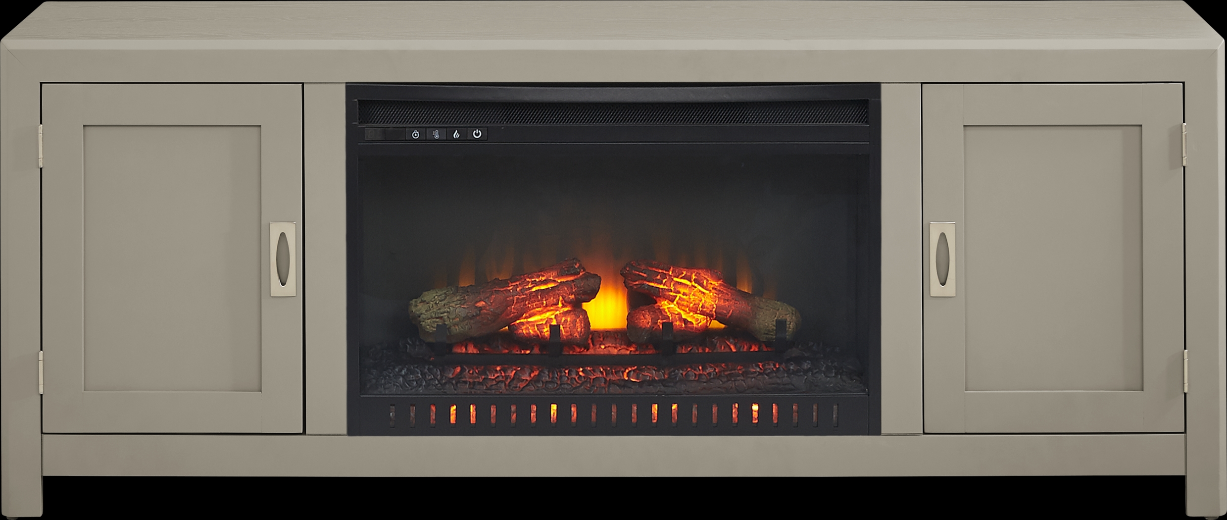 Sawyer Mills Silver 60 in. Console with Electric Log Fireplace - Thumbnail - Image 1