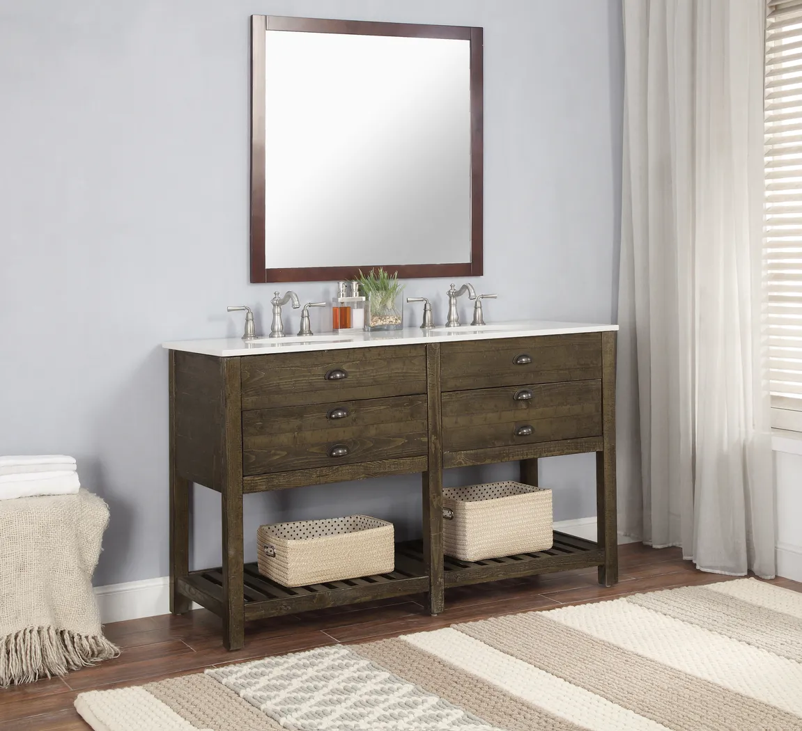Sayecreek Brown 57 in. Bathroom Vanity - Thumbnail - Image 6