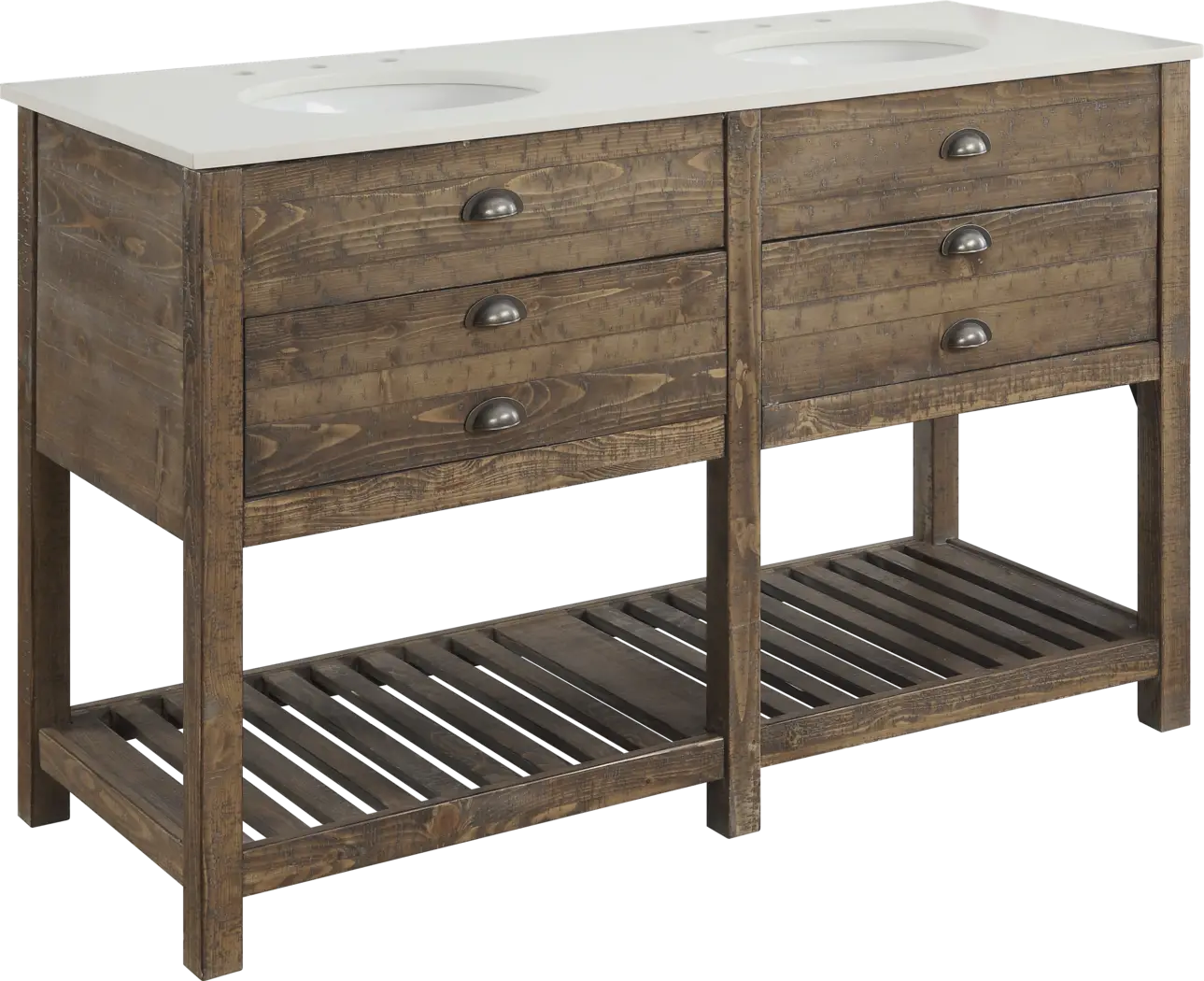 Sayecreek Brown 57 in. Bathroom Vanity - Thumbnail - Image 1