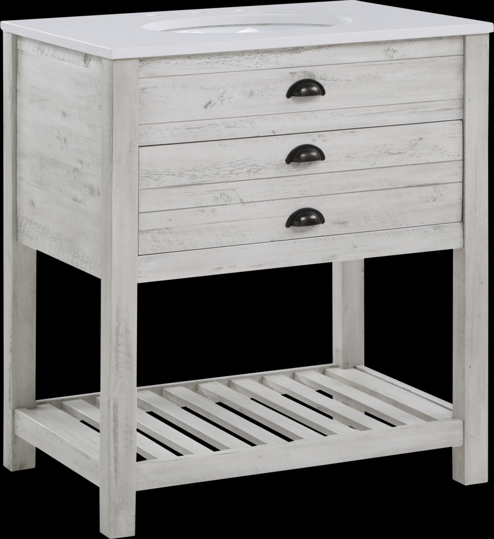 Sayecreek White 30 in. Bathroom Vanity - Thumbnail - Image 1