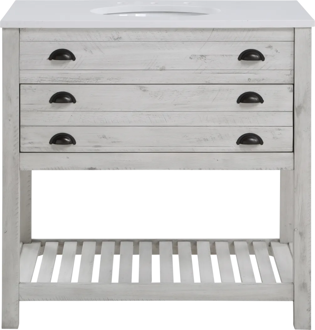 Sayecreek White 36 in. Bathroom Vanity - Thumbnail - Image 2