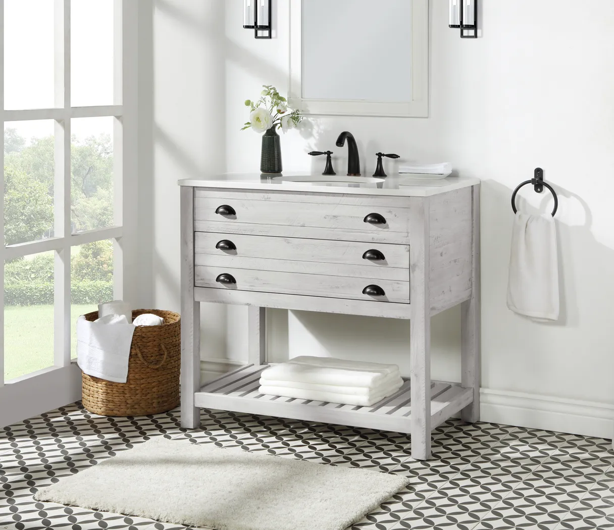 Sayecreek White 36 in. Bathroom Vanity - Thumbnail - Image 5