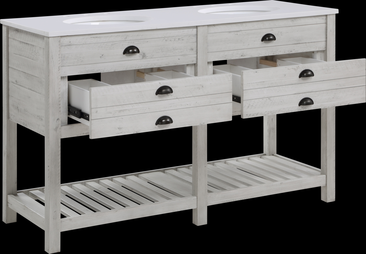 Sayecreek White 57 in. Bathroom Vanity - Thumbnail - Image 3